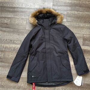 Black Parka with Faux Fur Hood